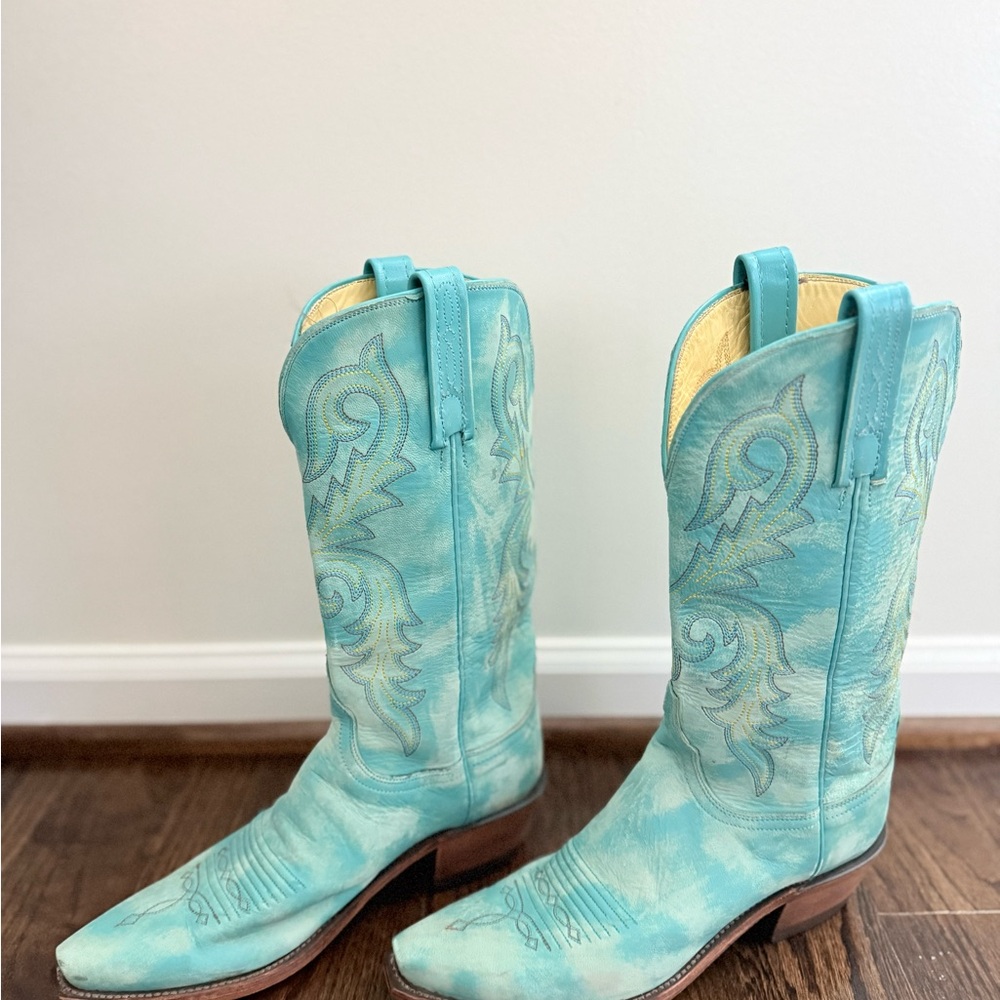 Turquoise Leather 1883 Lucchese Western Boots - Picture 3 of 11